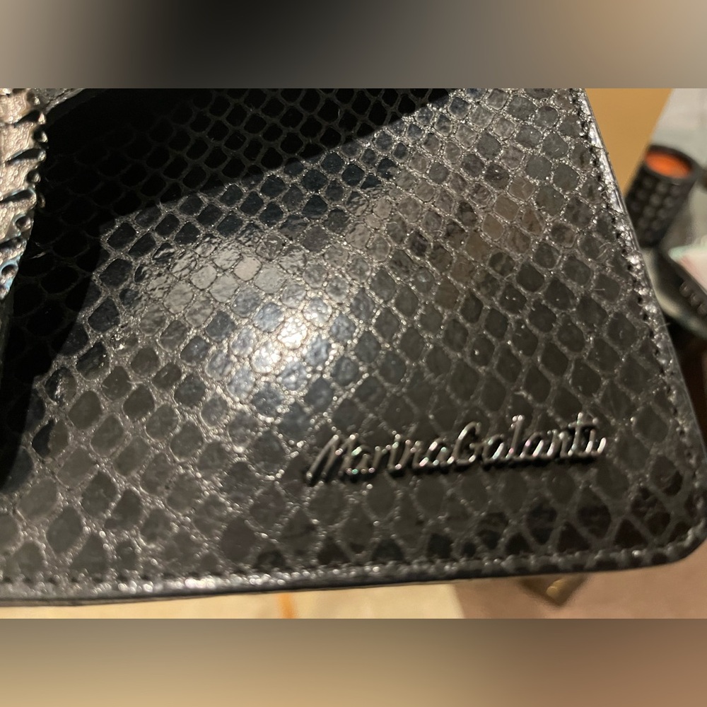 Marina Galanti 🇮🇹 Black Reptile Skin Shoulder Bag - Picture 14 of 17